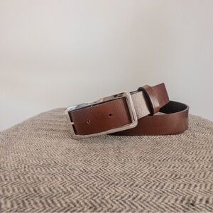 Banana Republic Chestnut Leather Belt with Silver Buckle